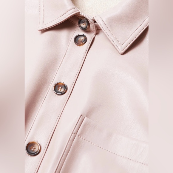 MANGO Blush Faux Leather Button Down Shirt. SZ SMALL. Pristine, With Tags. - Picture 5 of 9